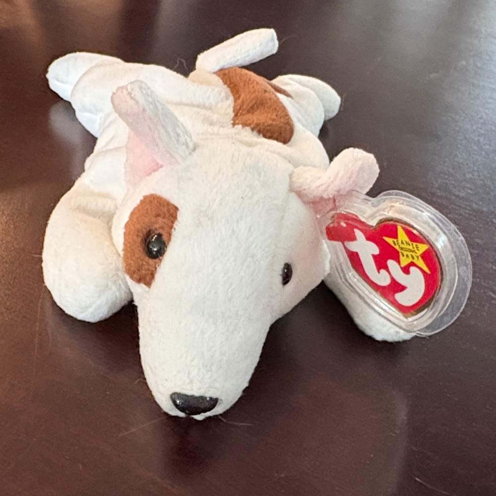 Ty Plush Bull Terrier in White and Brown